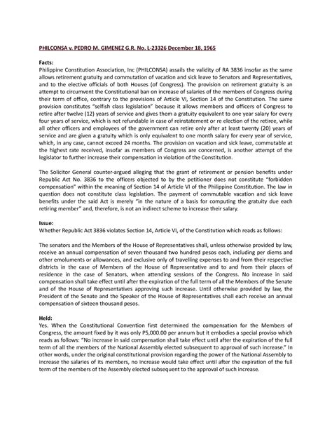 Philippine Constitution Association, Inc. vs Pedro Gimenez.